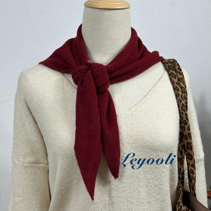 Wine Red Wool Triangle Scarf: Soft Knit Winter Shawl
