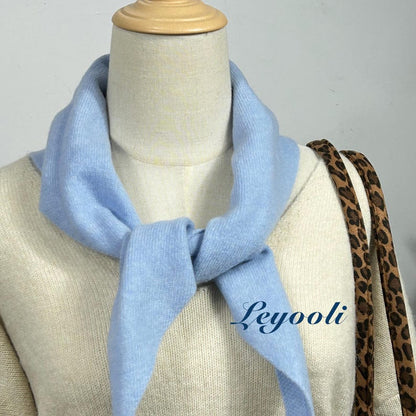 Light Blue Wool Scarf: Knit Triangle Shawl, Warm Winter Wrap