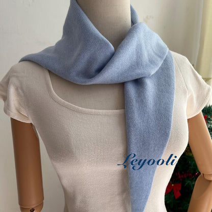 Light Blue Wool Scarf: Knit Triangle Shawl, Warm Winter Wrap