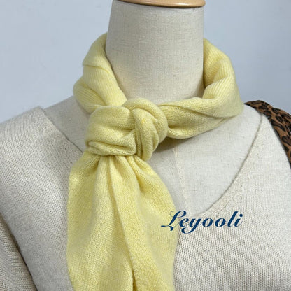 Handmade Light Yellow Wool Scarf: Knit Triangle Shawl