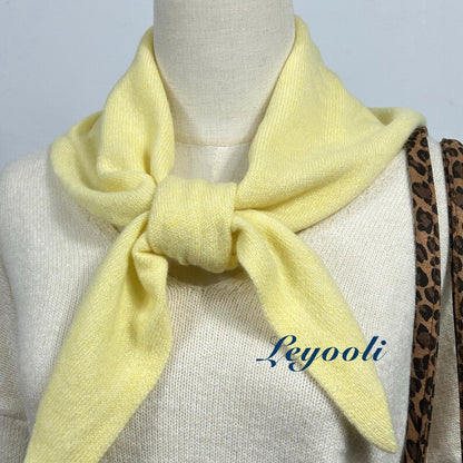 Handmade Light Yellow Wool Scarf: Knit Triangle Shawl