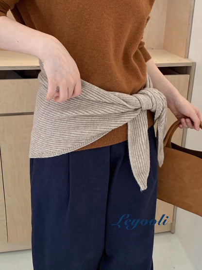 Handmade Ribbed Knit Triangle Scarf: Pumpkin Beige Cozy Shawl