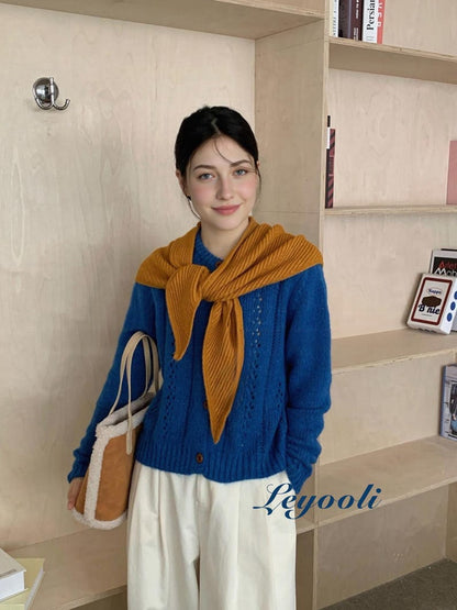 Handmade Mustard Yellow Knit Triangle Scarf, Ribbed Autumn Shawl