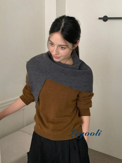 Charcoal Gray 100% Wool Knit Triangle Scarf, Minimalist Ribbed Wrap, Soft Wool Shawl