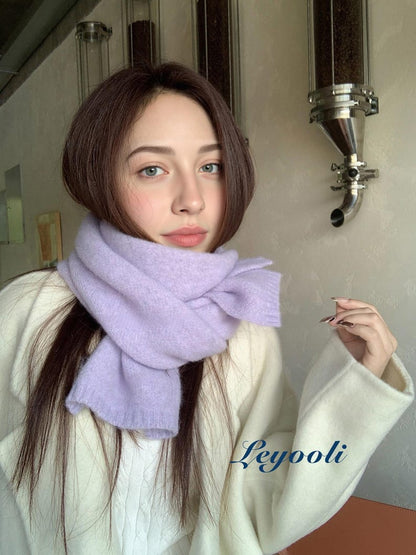 Handmade Orchid Purple Wool Blend Scarf: Soft Knit Winter Shawl