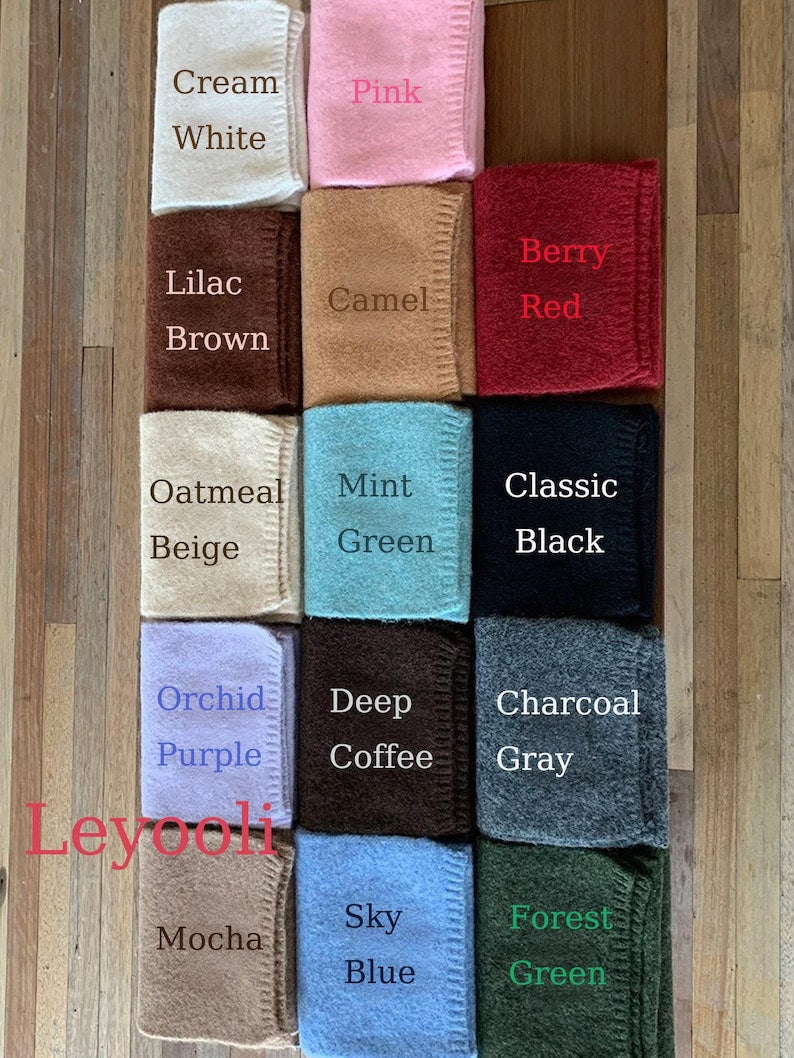 Handmade Wool Blend Scarf: Soft Knit Winter Shawl in 14 Colors