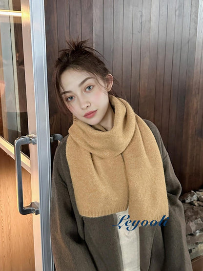 Handmade Wool Blend Scarf: Soft Knit Winter Shawl in 14 Colors