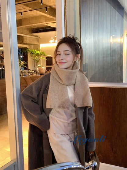 Handmade Mocha Brown Wool Blend Scarf: Soft Knit Winter Shawl