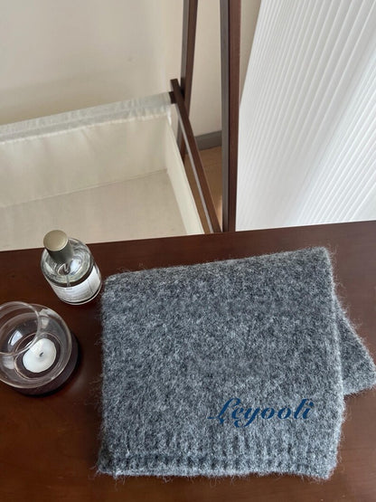 Handmade Charcoal Gray Wool Blend Scarf: Soft Knit Winter Shawl