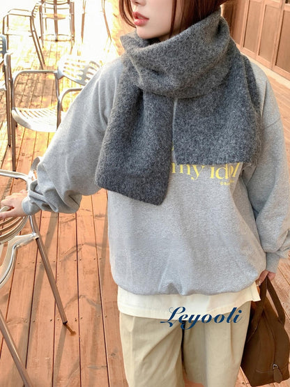 Handmade Charcoal Gray Wool Blend Scarf: Soft Knit Winter Shawl