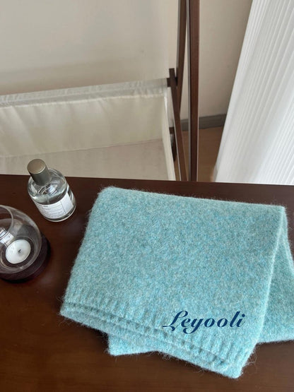 Handmade Mint Green Wool Blend Scarf: Soft Knit Winter Shawl