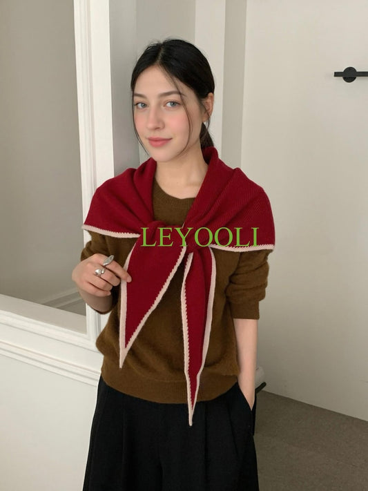 Handmade 100% Wool Ruby Red Shawl Wrap | Festive Winter Triangular Scarf | Soft Cozy Wrap | Holiday Gift for Her