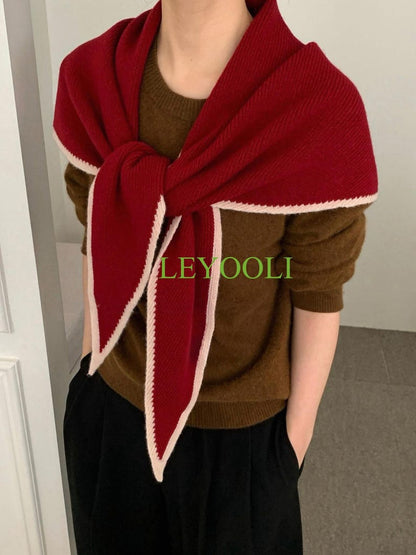 Handmade 100% Wool Ruby Red Shawl Wrap | Festive Winter Triangular Scarf | Soft Cozy Wrap | Holiday Gift for Her