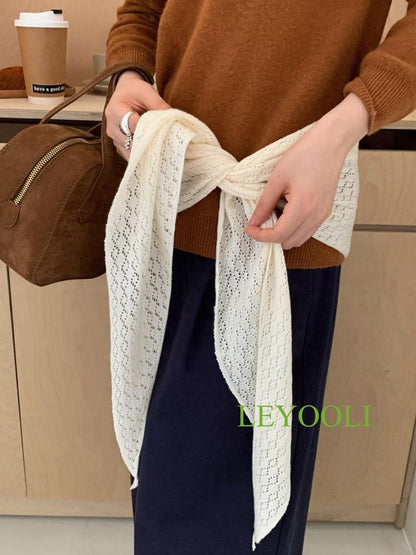 Handmade Cream White Knit Lace Scarf, Elegant Triangle Shawl