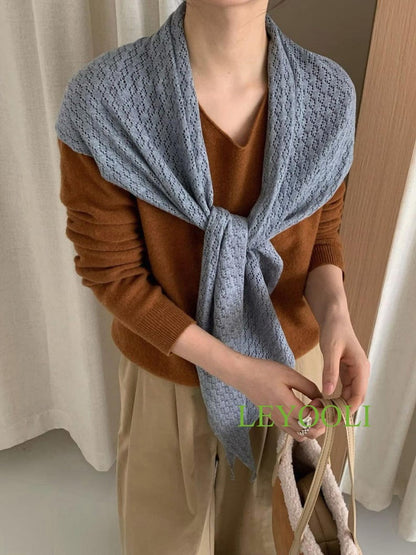 Light Gray Knit Triangle Scarf, Handmade Lace Shawl, Elegant Wrap