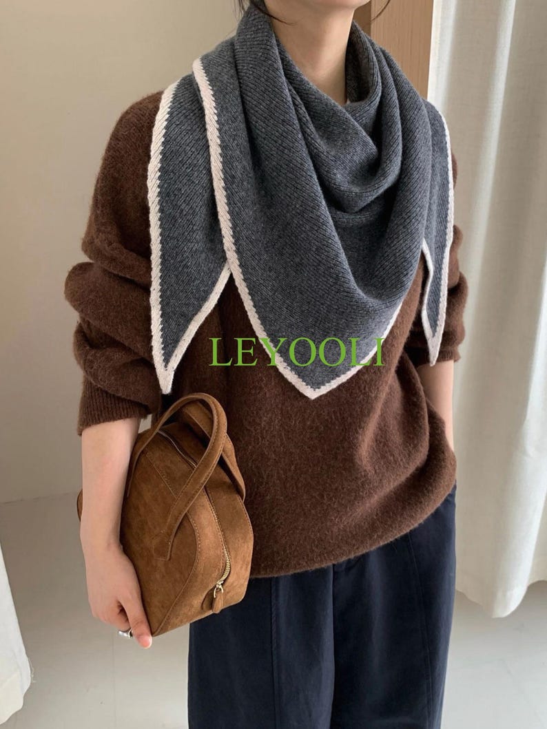 Handmade 100% Wool Charcoal Grey Shawl Wrap | Versatile Triangular Scarf | Soft Warm Winter Wrap | Timeless Knit Gift for Her