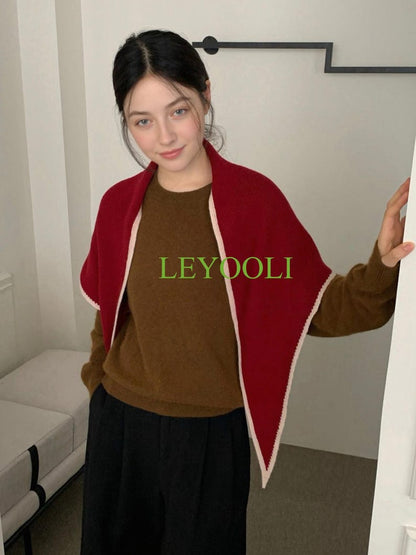 Handmade 100% Wool Ruby Red Shawl Wrap | Festive Winter Triangular Scarf | Soft Cozy Wrap | Holiday Gift for Her